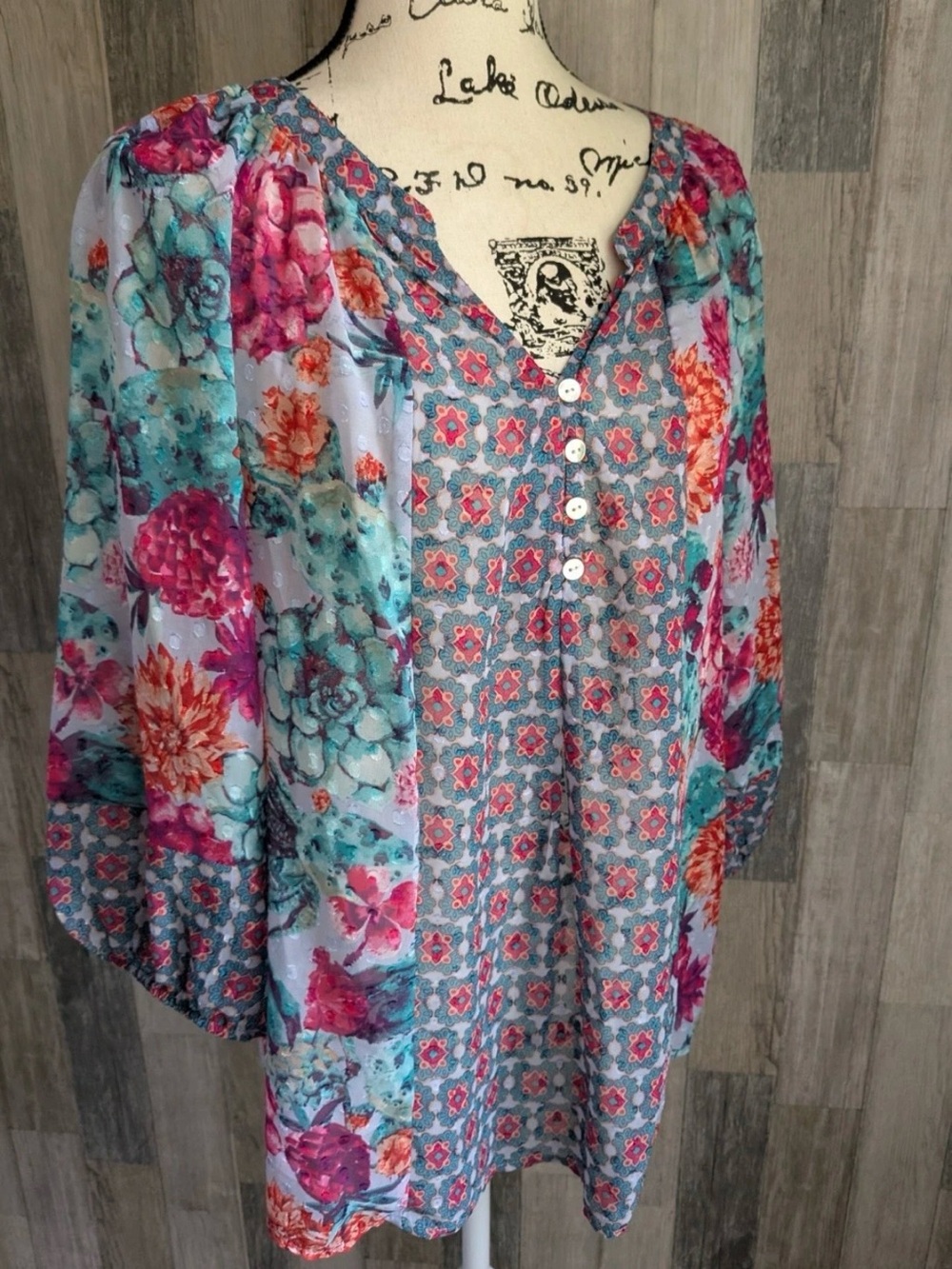 Anthropologie Figueroa & Flower Floral V-Neck Blouse Size M - Picture 10 of 10